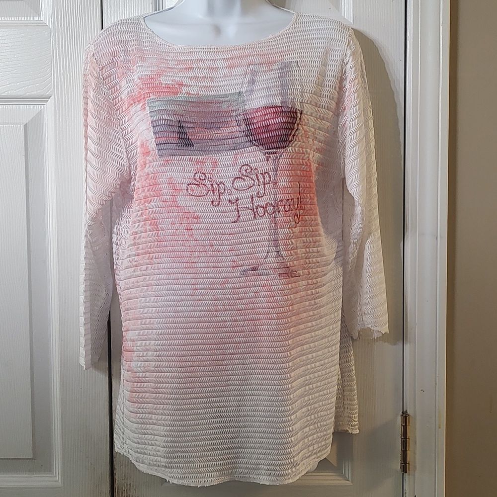 Artisans The Art of Apparel Sip Sip Hooray Wine Class coverup tunic  Sz M